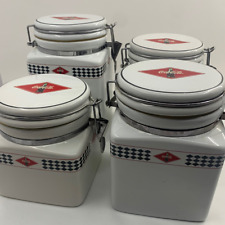 Coca Cola Canisters by Gibson (2003) Set of 4 | Retro Checkered Flip Dinnerware picture
