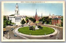 Thomas Circle Washington DC Birds Eye View Old Cars Statue Monument VNG Postcard picture