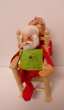 Vintage 1963 Annalee Christmas Santa & Mrs. Claus Dolls in Wooden Rocking Chair picture