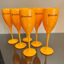 Veuve Clicquot Set of Six Orange Acrylic Champagne Flute Glass New Set picture