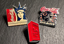 THREE VINTAGE COCA COLA PINS: CINCINNATI BEARS, LIBERY CENTENNIAL, COKE MACHINE picture