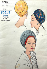 RARE Vintage 1960s VOGUE Darted CLOCHE HAT PATTERN Vogue 5789 Sz 23 All Pieces picture