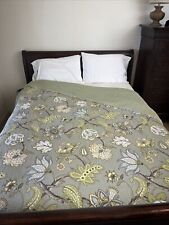 Green Floral Hand Made Quilt Queen Size Medium Weight Reversable picture