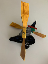 NEW Hand Made & Hand Painted Folk Art Wooden Witch Whirligig 8
