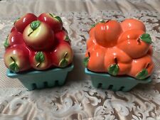 ceramic apple and peach containers picture
