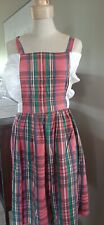 Vintage 1950s Red Plaid School Girl Apron picture