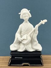 Towle Musical Fine White Porcelain Bisque Geisha Playing Shamisen Figurine picture