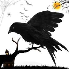 Halloween Crow Prop Large Realistic Feathered Spooky Party Home Decor New 2024 picture