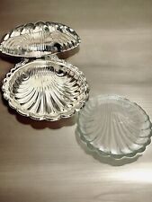 Vintage Godinger Silver Plated Hinged Clamshell Caviar Serve Dish & Glass Insert picture