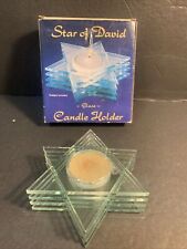 Vintage Star of David Clear Layered Glass Candle Holder New in Box  Giftco picture