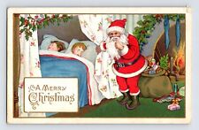 Postcard Christmas Santa Sleeping Children Toys Fireplace 1910s Unposted Stecher picture
