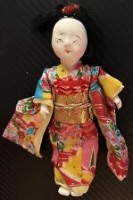 Vintage Ichimatsu Japanese 5” Girl Doll Porcelain In Kimono Antique Needs TLC picture