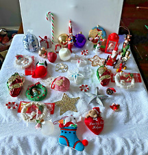 Huge Lot of 45 Vintage Christmas Ornaments Wood Plastic Glass & More All Sizes picture