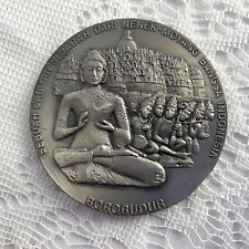 UNIQUE BANK OF AMERICA JAKARTA INDONESIA BOROBUDUR PEWTER MEDALLION PAPERWEIGHT picture