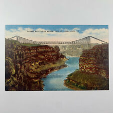 Postcard Idaho ID Hansen Suspension Bridge 1940s Linen Unposted picture