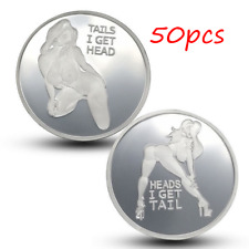 50pc Sexy girl Adult Gifts Silver Plate Sexy Coins Lucky Gifts Tails I get Head picture