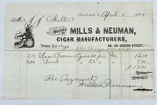 1875 Mills & Neuman Cigar Manufacturer Receipt Cleveland OH Old Virginia Indian picture