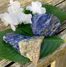 56.2g (2) NATURAL RAW BLUE SODALITE CRYSTAL HEALING STONES Reiki Charged ROMANIA picture