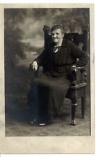 RPPC ~ Edwardian woman carved chair ~ Chicago IL Charous real photo postcard picture