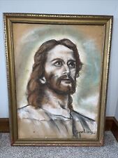 Framed Signed Jesus Pastel Chalk Art Signe E. Larson Signe Larson LARGE picture