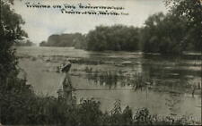 Plainwell,MI Fishing on the Kalamazoo River Allegan County Michigan Postcard picture