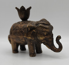 Vintage Bronze Detailed Trunk Up Elephant Candle Holder picture