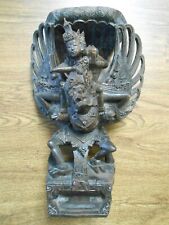 Antique Hindu Balinese Lord Vishnu Riding Garuda Carved Wood Statue 12.25