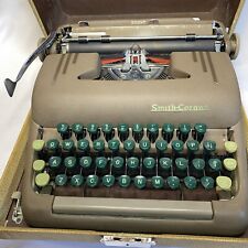 1950's Smith Corona Silent 5S Floating Shift Typewriter Brown Green Keys & Case picture