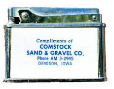 Denison Iowa Comstock Sand & Gravel Vintage Vernco Cigarette Lighter Japan picture