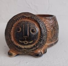 Takahashi ceramic LION Wood Carved Look Tea Light Candle Or Trinket Dish Japan picture