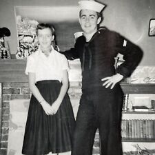 CG) Photograph Handsome Man Pretty Woman Couple 1957 Navy Sailor Girlfriend picture