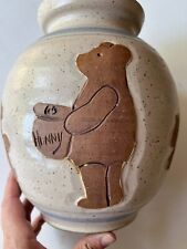Vintage Handcrafted Winnie the Pooh Motif Stoneware Cookie Jar picture
