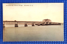 Vintage Beaufort St Helena Island Bridge Beaufort SC Hand-Colored Postcard picture