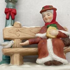 Miss Mary Nagy On Bench Feeding Bird 1988 Lefton Colonial Village Figurine 06738 picture