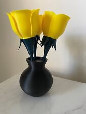 3 Yellow Roses and a Black Vase that will last forever picture