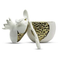 - Pomegranate Sugar pot with Gold Painted Seeds and Spoon - Sugar Bowl With L... picture