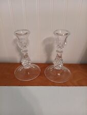 Crystal Candlesticks 24% Lead French Diamond Cut Elegance 6.7” Set Of 2 picture