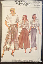 Vogue 9813 Vintage Very Easy Sewing Pattern Skirt & Culottes 20 22 24 Uncut 1987 picture