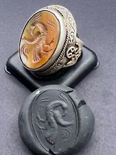 A Very Authentic Treble Central Asian Jewelries A Bird Intaglio Pure Sliver Ring picture