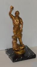 VINTAGE /ANTIQUE METAL STATUE OF BLACKSMITH ON MARBLE GERMANY picture