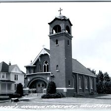 c1950s Winterset, IA RPPC St. Joseph's Church & Rectory Bell Tower Photo PC A108 picture