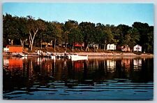 Osakis Minnesota~Rainbow Resort on Lake Osakis~Boating~1950s Postcard picture
