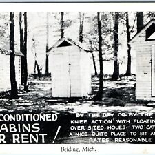 c1940s Belding, Mich. Greetings Outhouse Latrine Cabin Comic Welcome PC MI A143 picture