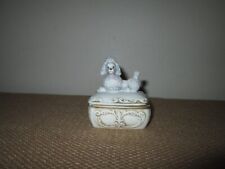 Vintage TOPLINE IMPORTS  Off-White Bisque Poodle Trinket Box *MADE IN JAPAN  picture