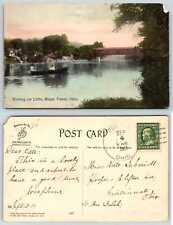 Foster Ohio ROW BOATING LITTLE MIAMI RIVER COVERED BRIDGE 1911 Postcard N204 picture