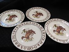 Wallace China Westward Ho RODEO Dinner Plates Till Goodan Set of 4 picture