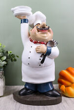 Ebros Be Our Guest French Bistro Chef Holding Plates and Utensils Statue 10.5