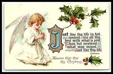Christmas Postcard Heaven Bless Thee This Christmas Angel Praying      pc125 picture
