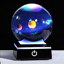 3D Solar System Crystal Ball with Lights Base Planets Model  Gifts for Men Kids picture
