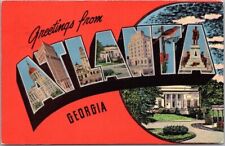Vintage 1940s ATLANTA Georgia Large Letter Postcard Multi-View / Kropp Linen picture